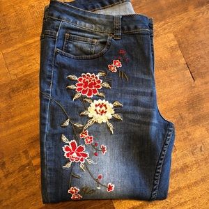 Sandpiper high rise beautiful floral jeans
